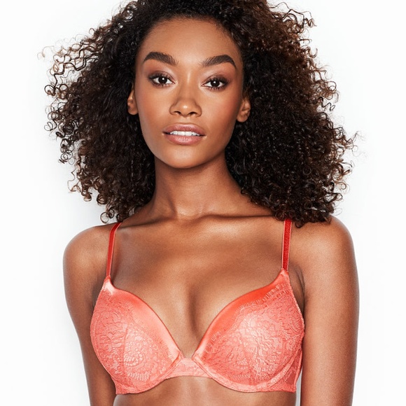 VICTORIA SECRET  PINK CORAL LACE BOMBSHELL BRA - Picture 1 of 3